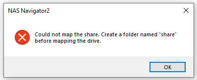 错误弹窗:Could not map the share. Create a folder named “share” before mapping the drive