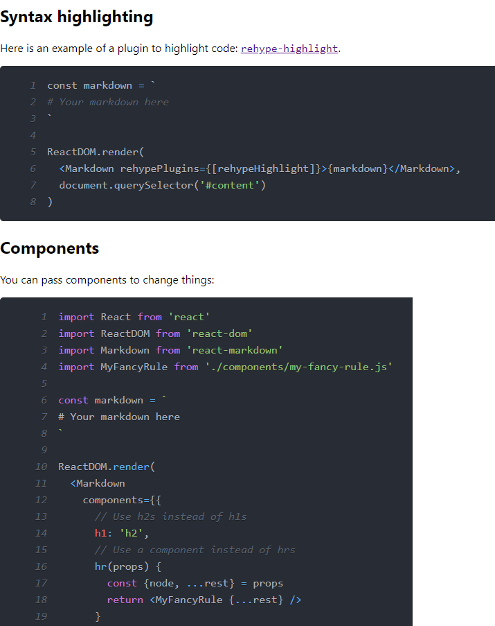Rendered Code Block with styles